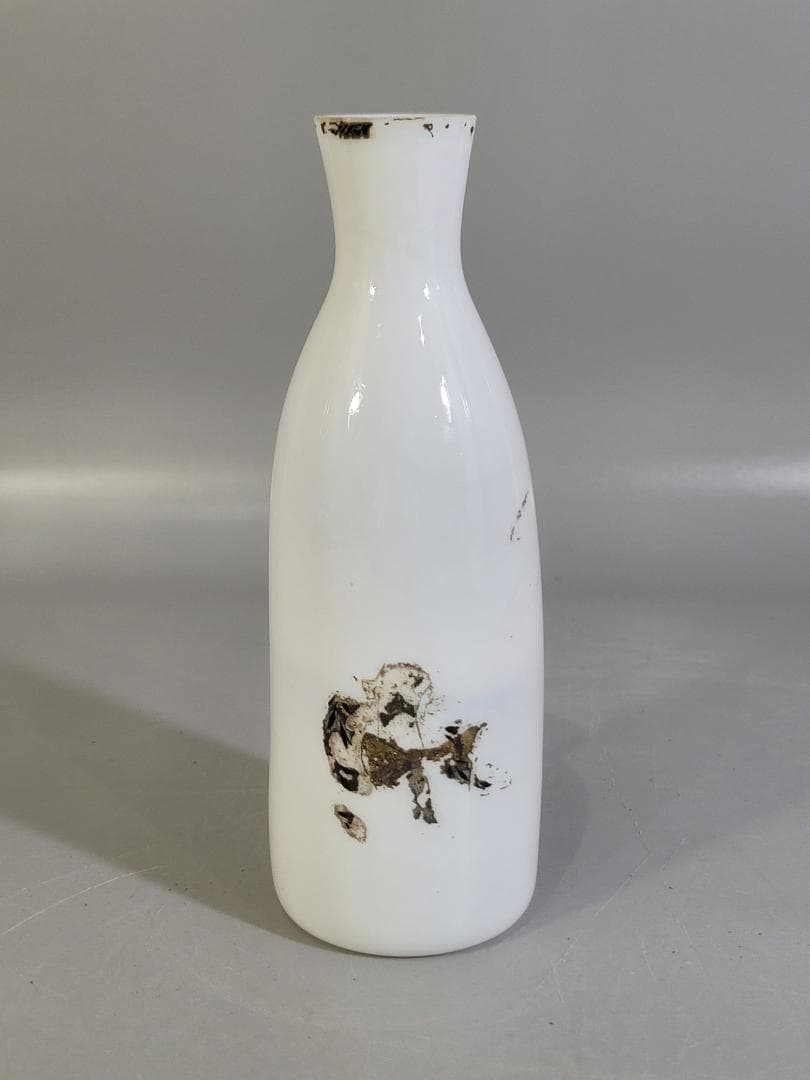 白色 江戸硝子 瓶 古美術 DT432