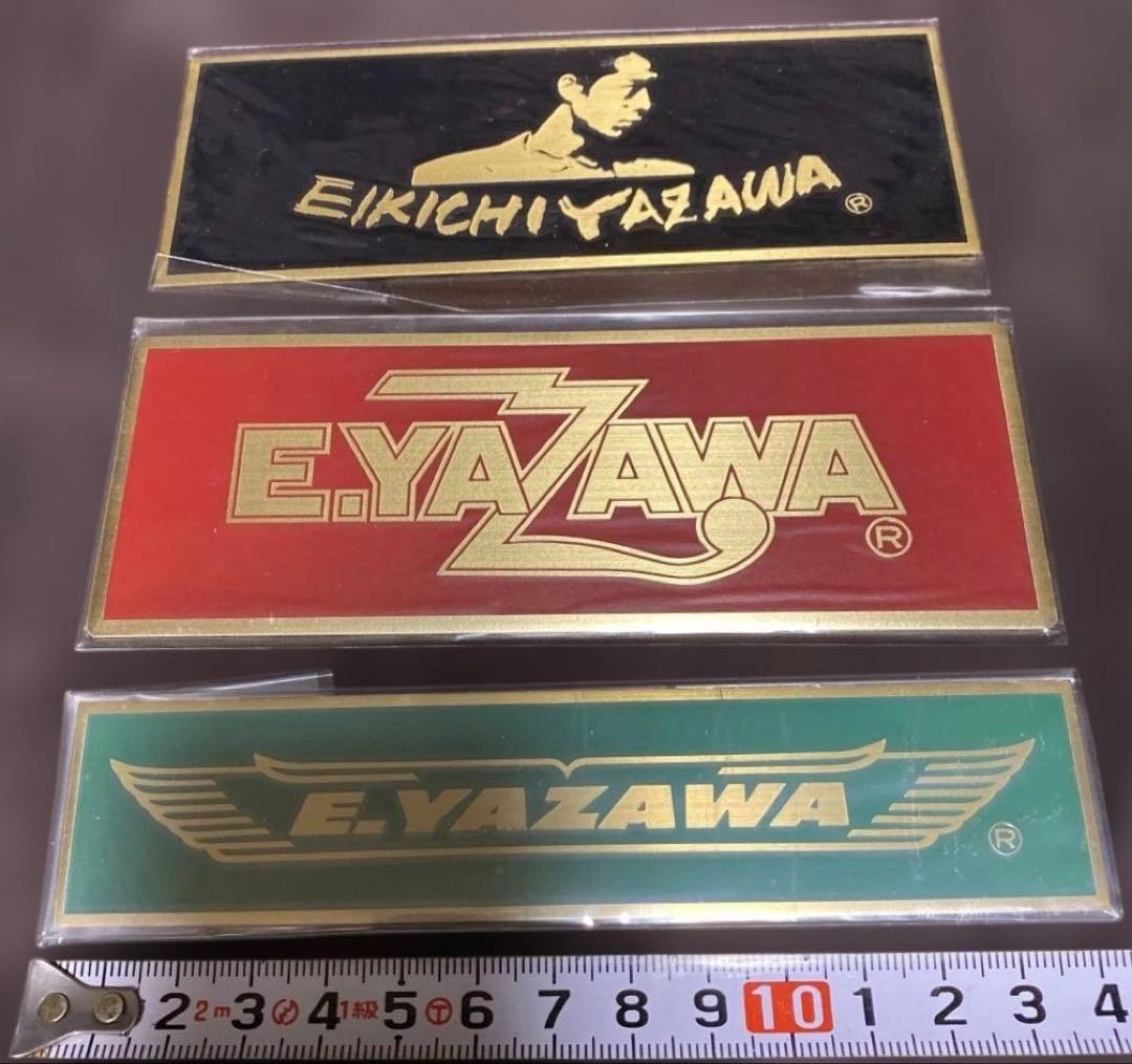 矢沢永吉 E.YAZAWA横顔シルエット、フデロゴ アルミステッカーセ