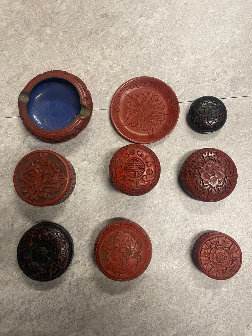 堆朱　9点　まとめて　中国美術　骨董　古美術　アンティーク Yahoo!オークション -「堆朱」の落札相場・落札価格