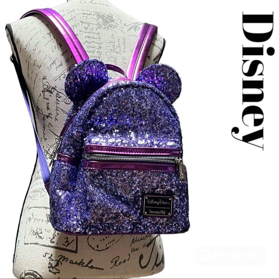 ラウンジフライ ミッキー ディズニー スパンコール 紫 パープル