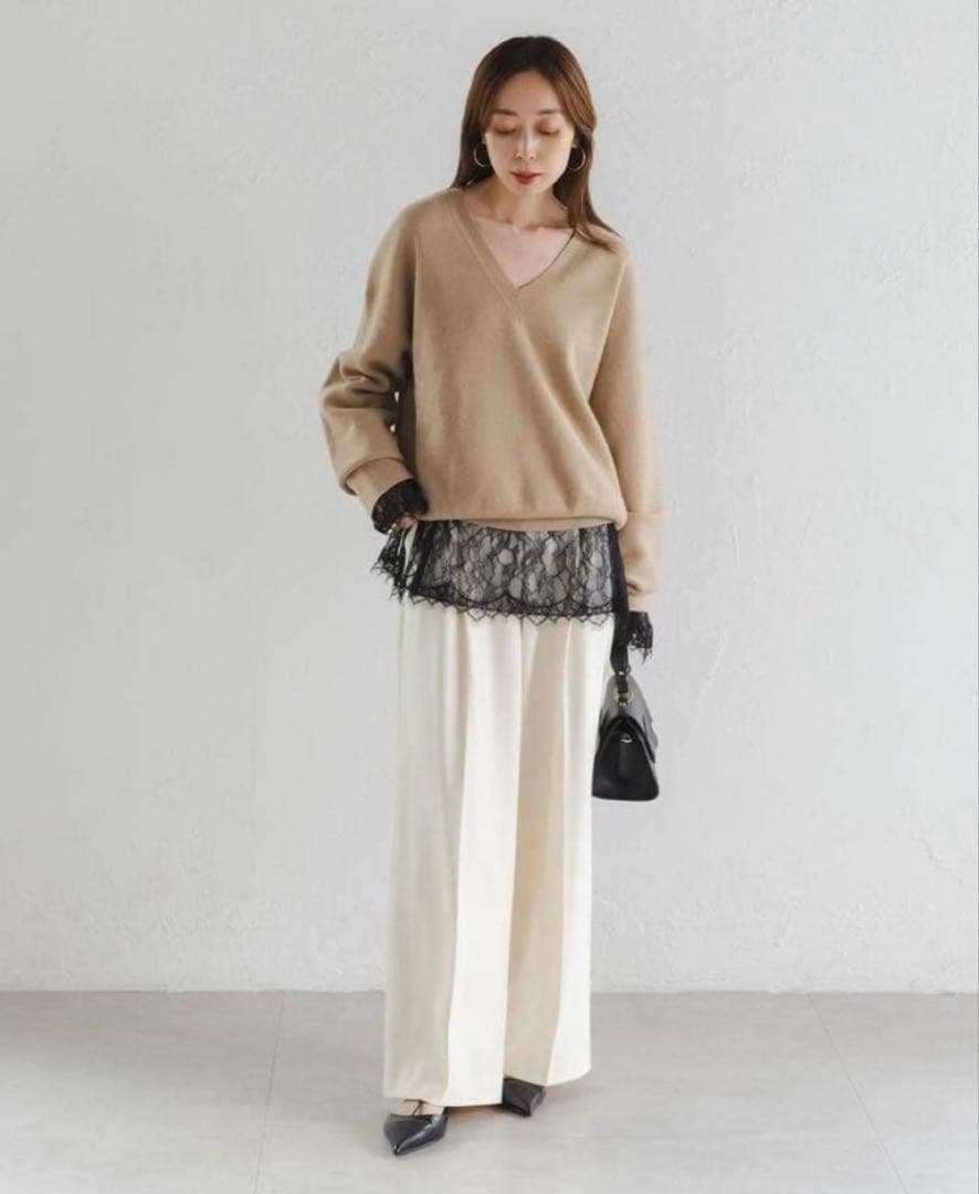 NOBLE サラサシアーレースブラウス 黒 ブラック 25AW 今季