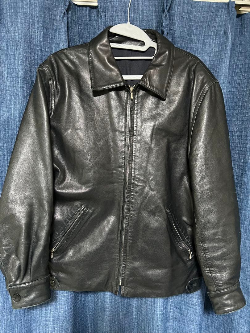 アニエスベーオム　レザーシングルライダースジャケット agnes b homme アニエスベー オム 羊革 レザージャケット シングル