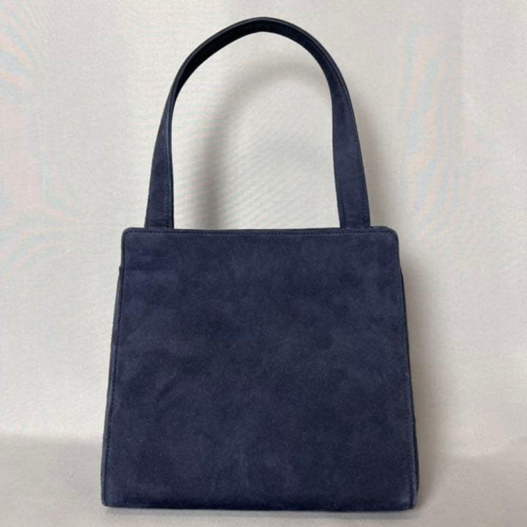 WAKO 銀座和光 スエード ハンドバッグ 濃紺 ネイビー ☆ゴールド