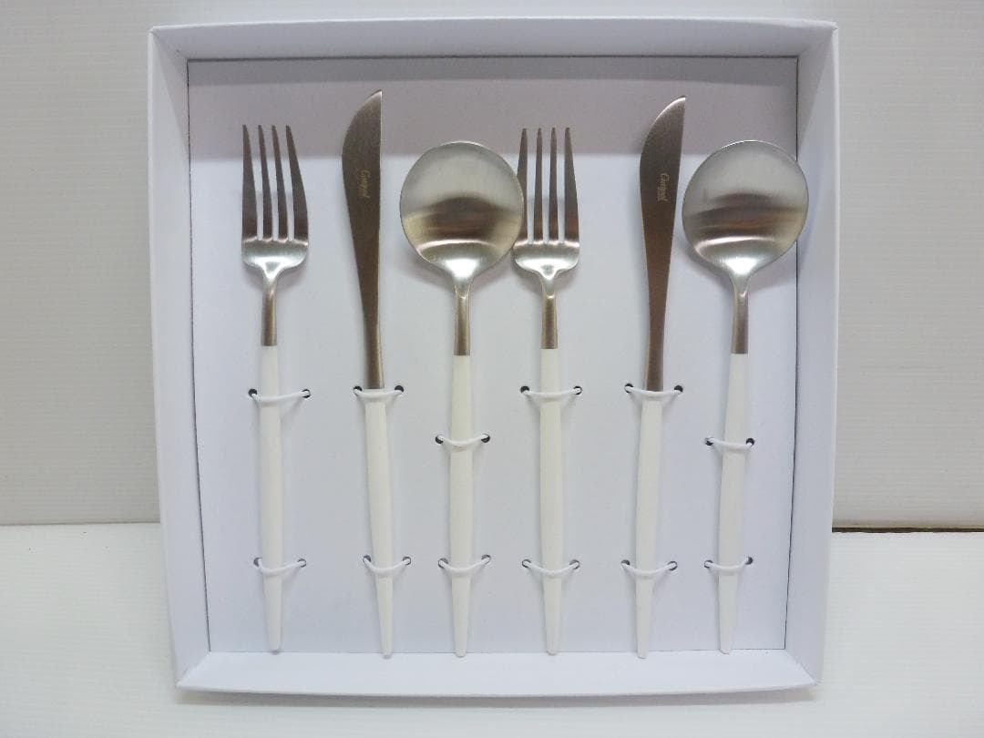 Cutipol クチポール GOA シルバー×ホワイト ディナー 6本セット