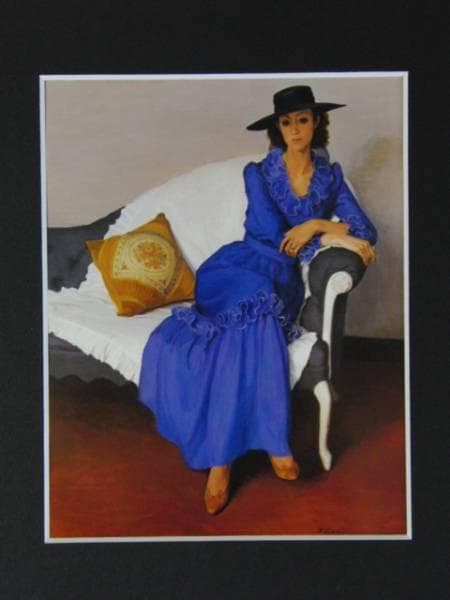 梶 進 「青いドレス２」、限定画集より、藤島 武二、新品額装付