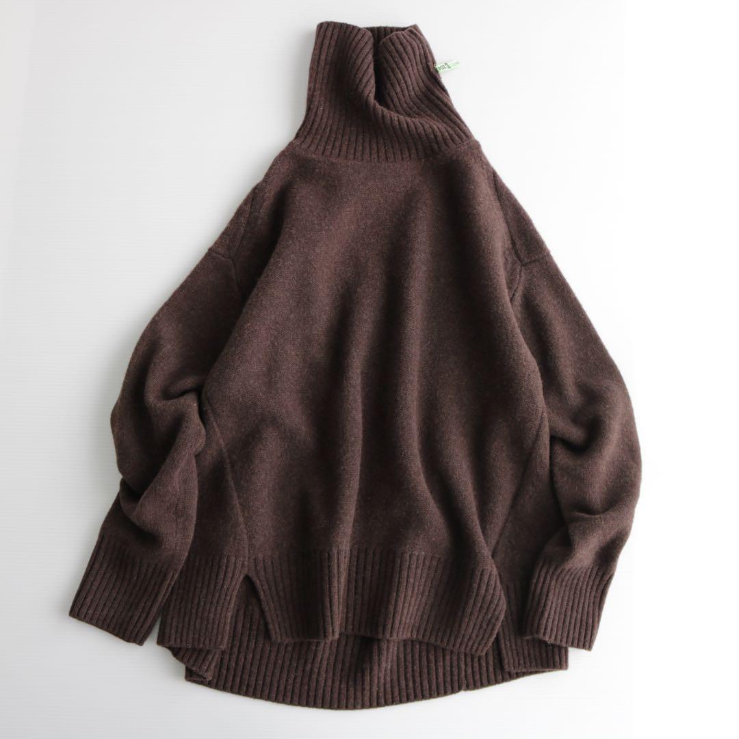 【手仕上げクリーニング済】フレームワーク ウールカシミヤタートルロングニット 茶