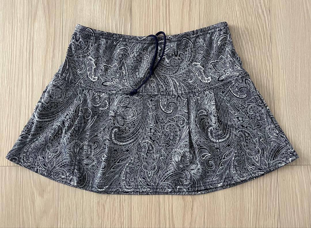 L'oetufルフ ネイビーラインストーンシャツペイズリー柄スコート