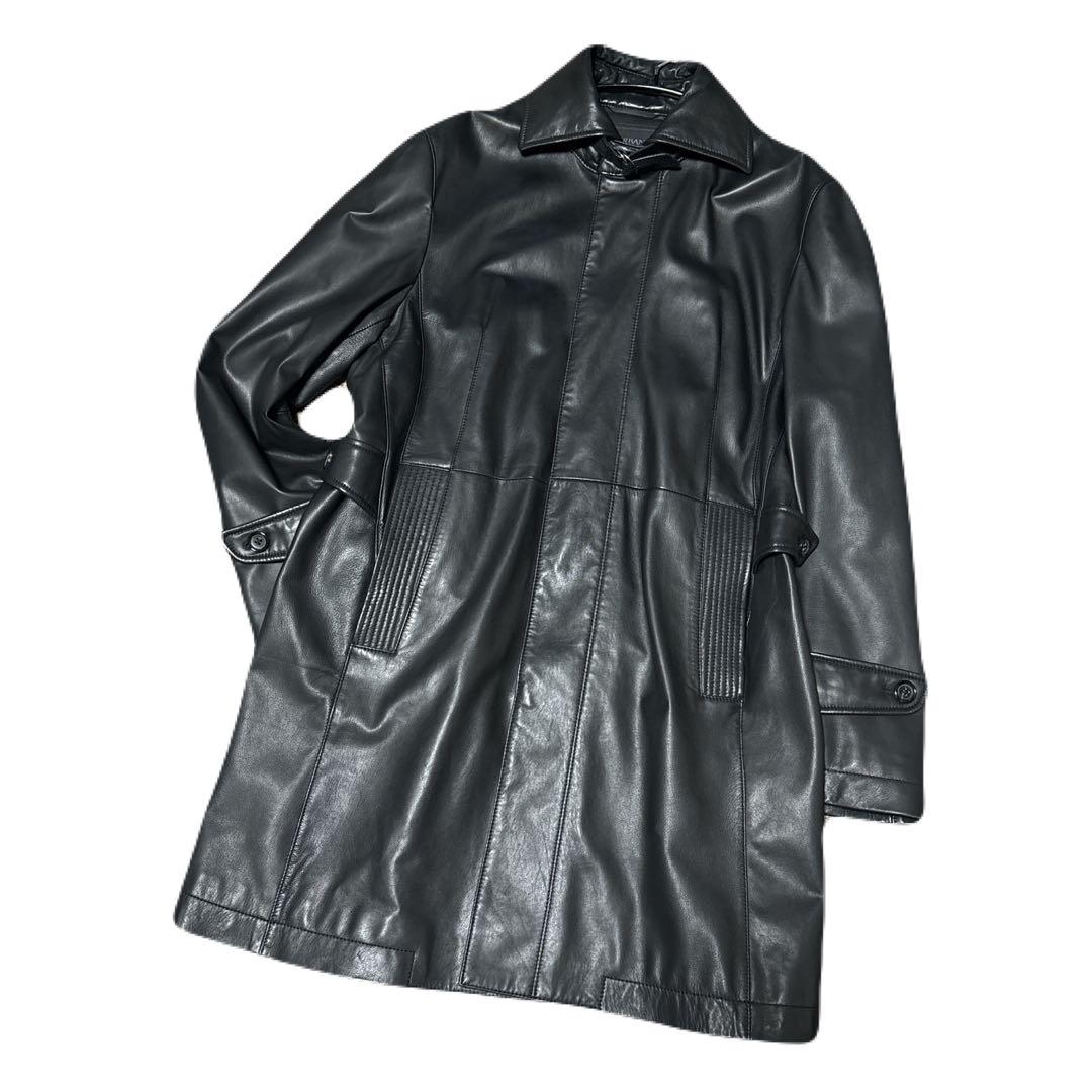 ダーバン ブラック レザー コート 比翼コート レナウン DURBAN 羊革