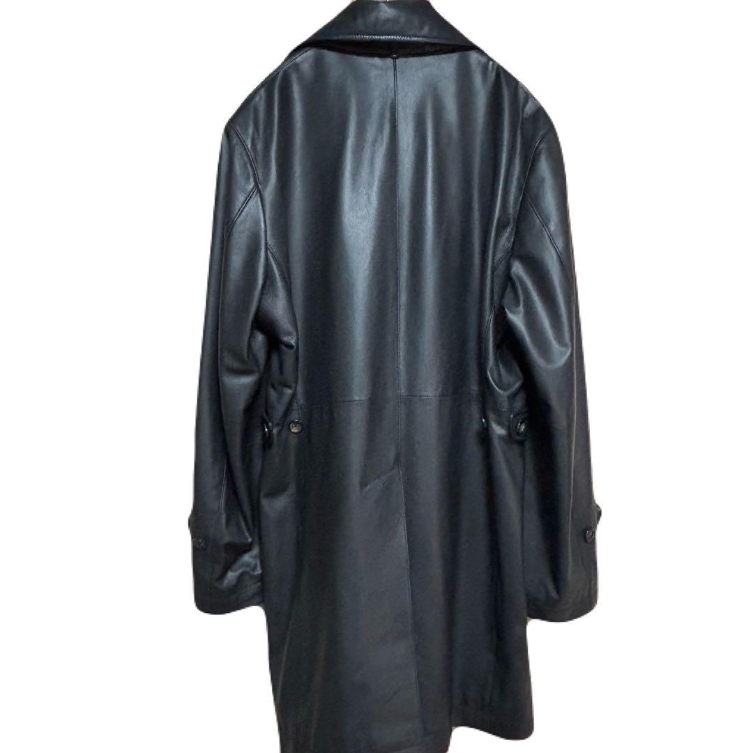 ダーバン ブラック レザー コート 比翼コート レナウン DURBAN 羊革