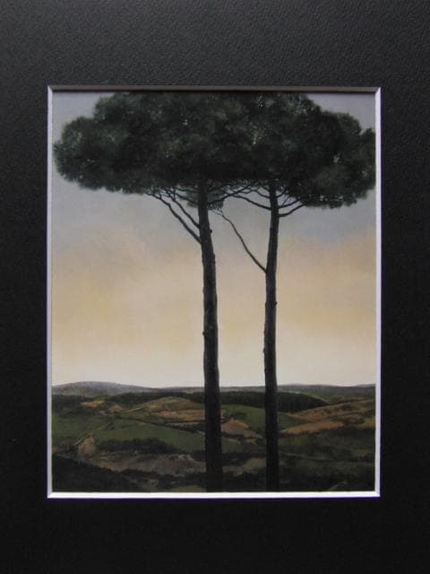 久野和洋、【地の風景（二本の木）】、希少な画集画、新品高級額・額装付