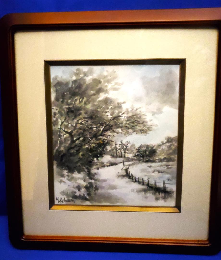 小泊芳彦作 油彩風景画 色紙サイズ B-18