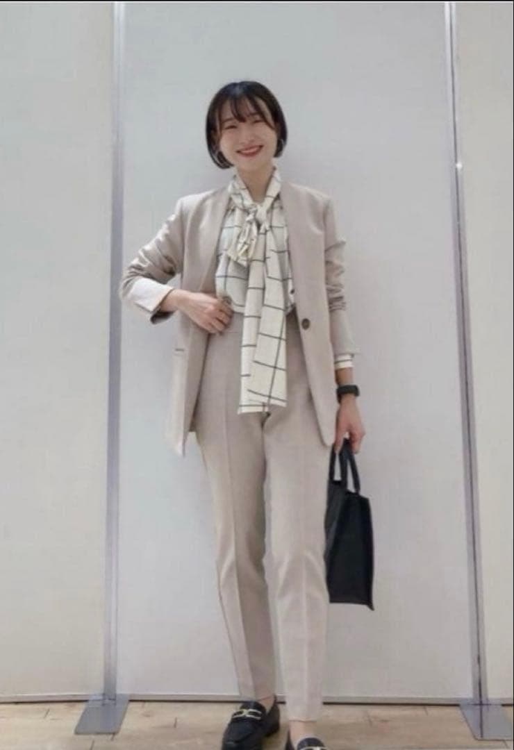 PLST ウォームリザーブカラーレスジャケット セットアップ パンツ ベージュ