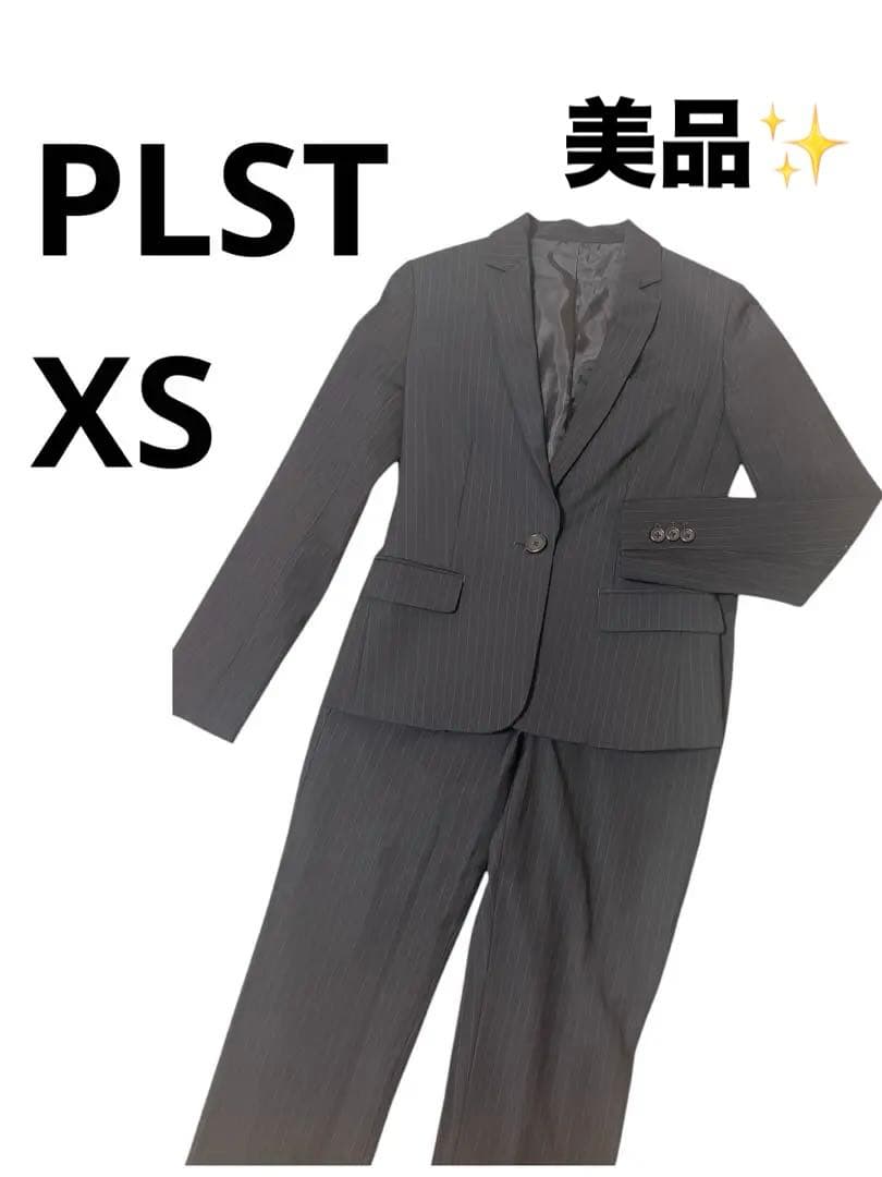 PLST パンツスーツ 上下セット ストライプ ネイビー オフィスルック 仕事用