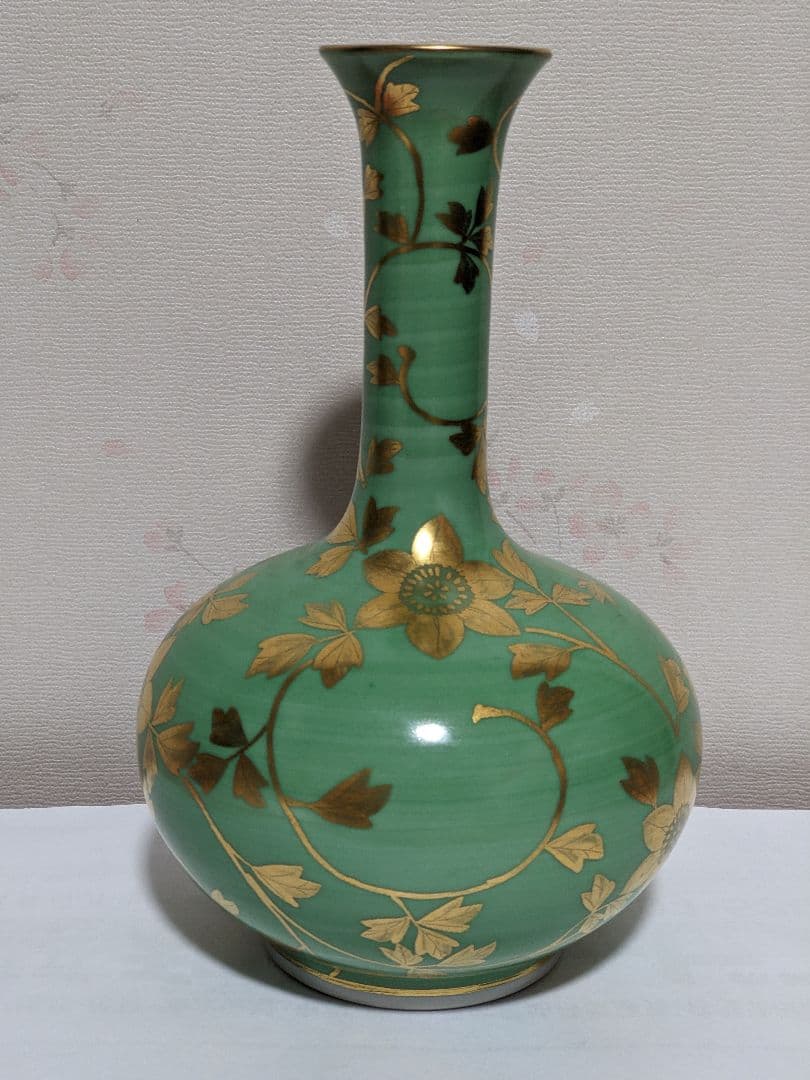 ⭐九谷焼重鎮 名工 吉田美統 人間国宝 金彩絵付 花器 花活 置物飾り 骨董品