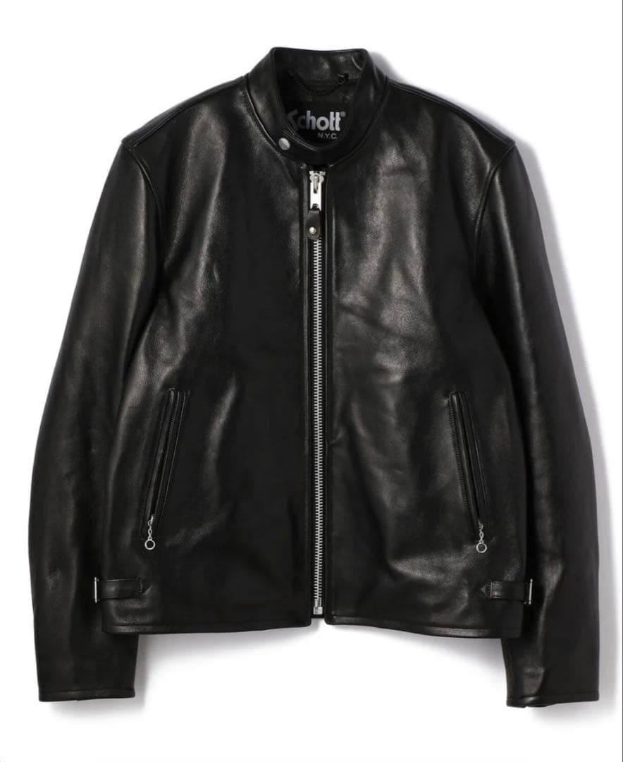 【美品】　Schott/ショット　シングルライダースレザージャケット ブラック