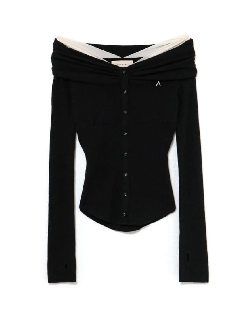 andmary Shannon tulle knit tops ブラック