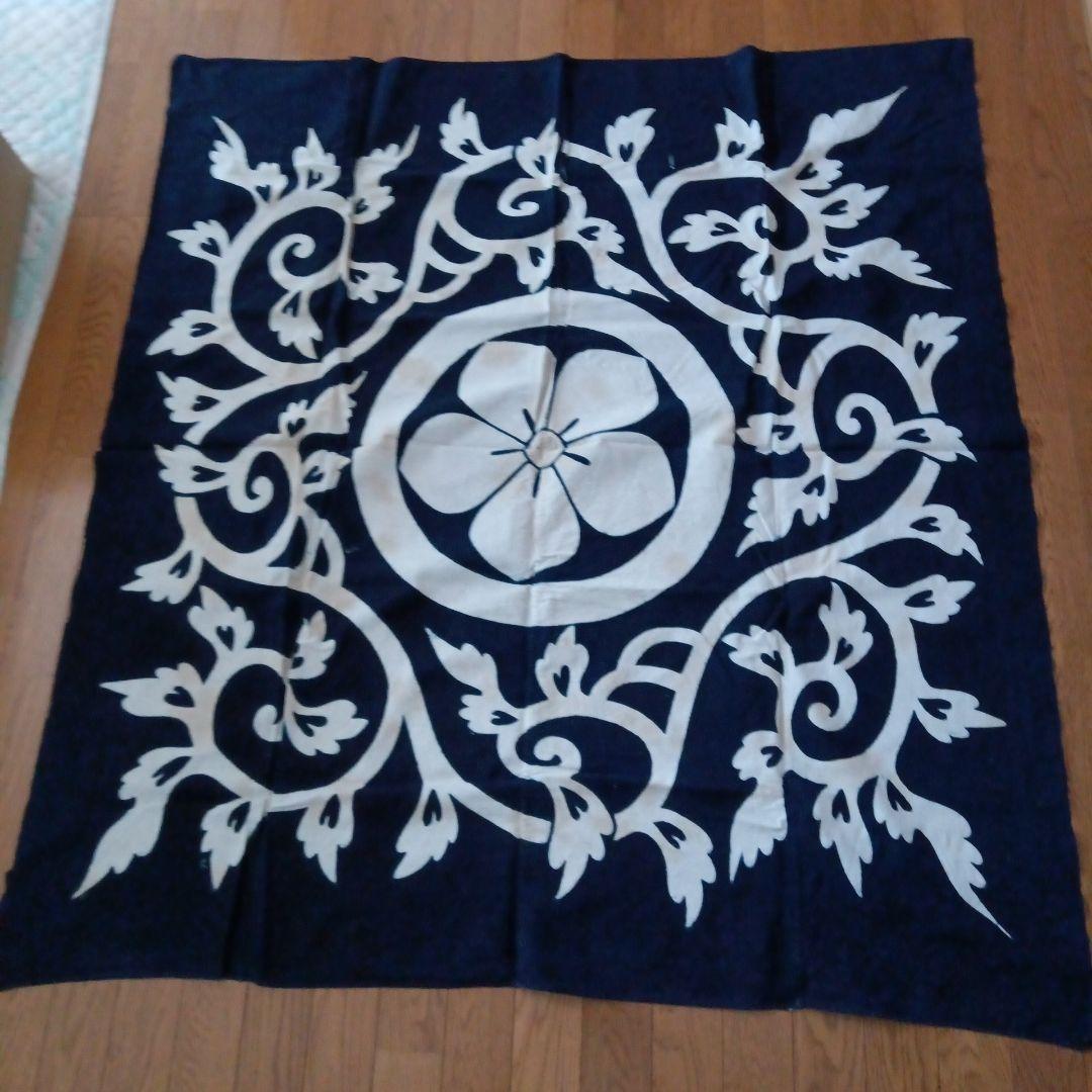 古布藍染　家紋　丸に桔梗