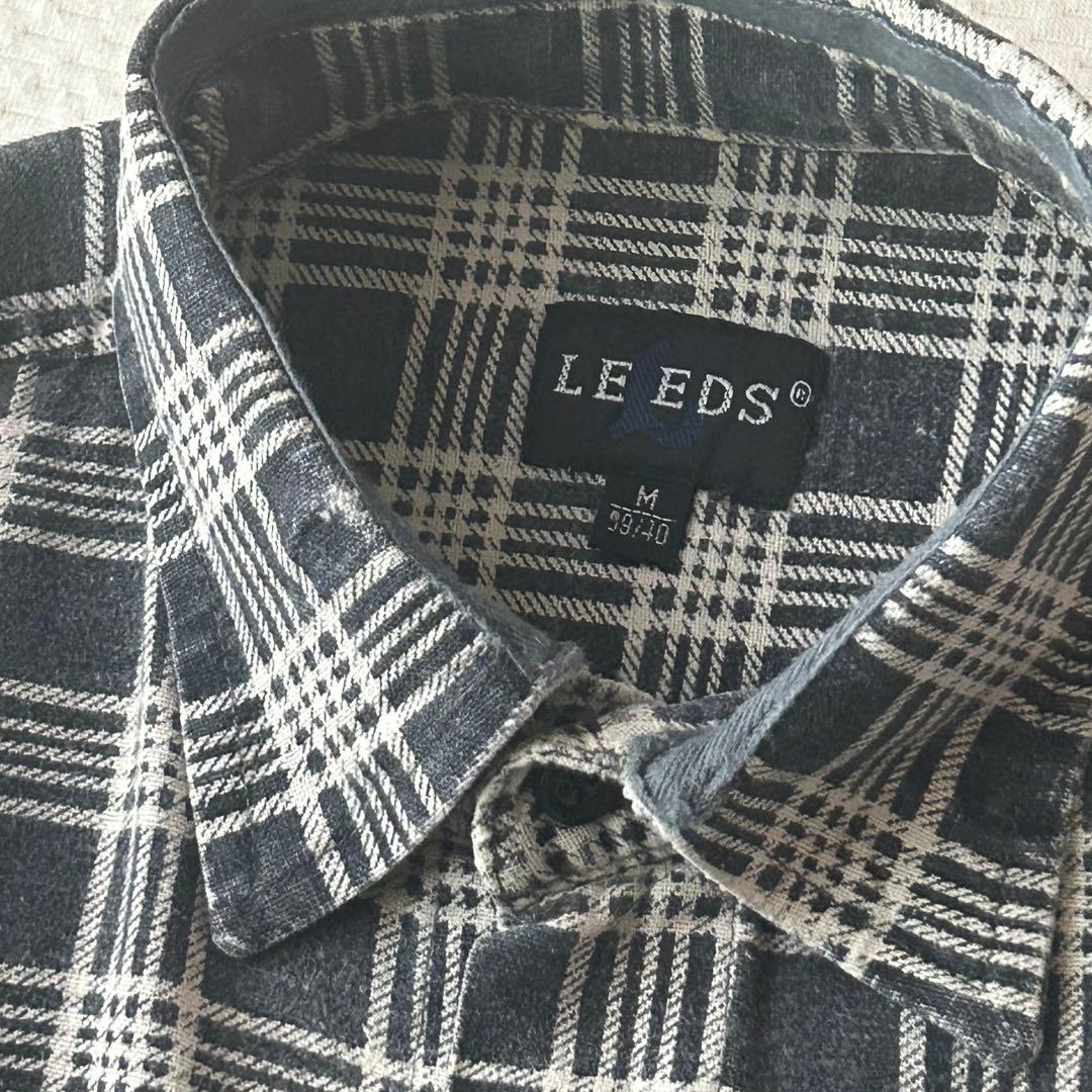 好配色 80s 90s ビンテージ プリント ネルシャツ ネイビー ホワイト