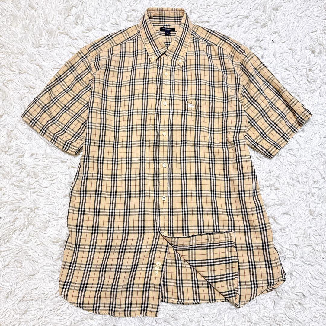 BURBERRY バーバリー シャツ L 半袖 ノバチェック 春夏向き ロング丈