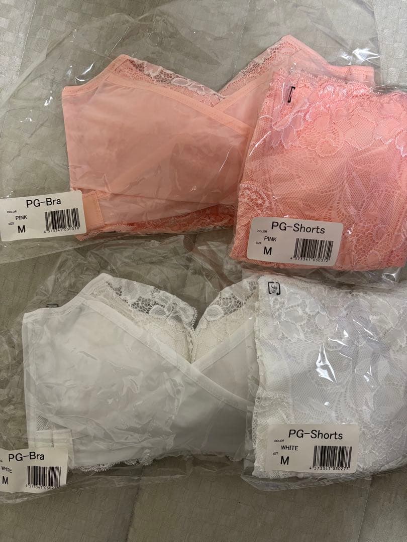 PGブラ　ピンク ホワイト　ブラ、ショーツMサイズ2枚ずつ 楽天市場】ブラジャー&ショーツ（柄プリント）（セット｜インナー