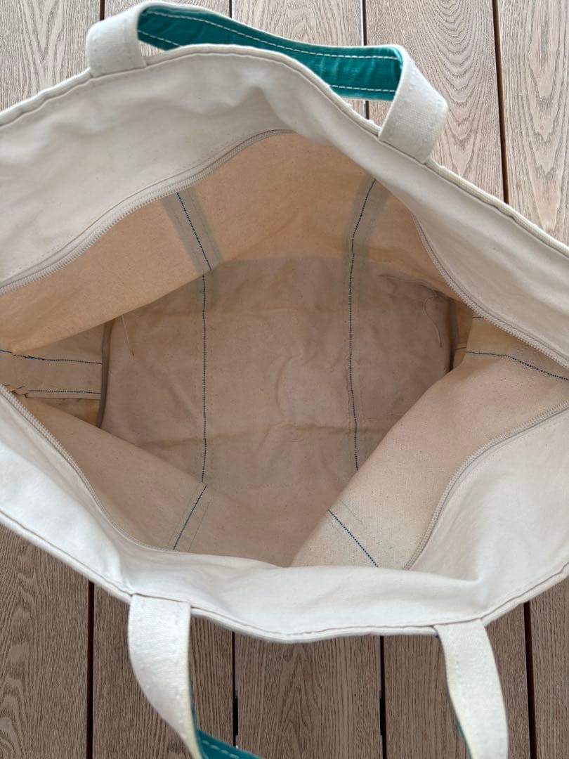 90s L.L.Bean トートバッグ アイボリー/グリーン