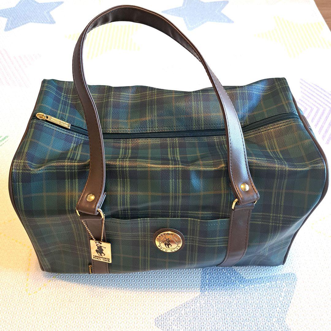 GREENWICH POLO CLUB ボストンバッグ タータンチェック柄　緑 ラルフローレン ブラックウォッチタータンチェック ボストンバッグ