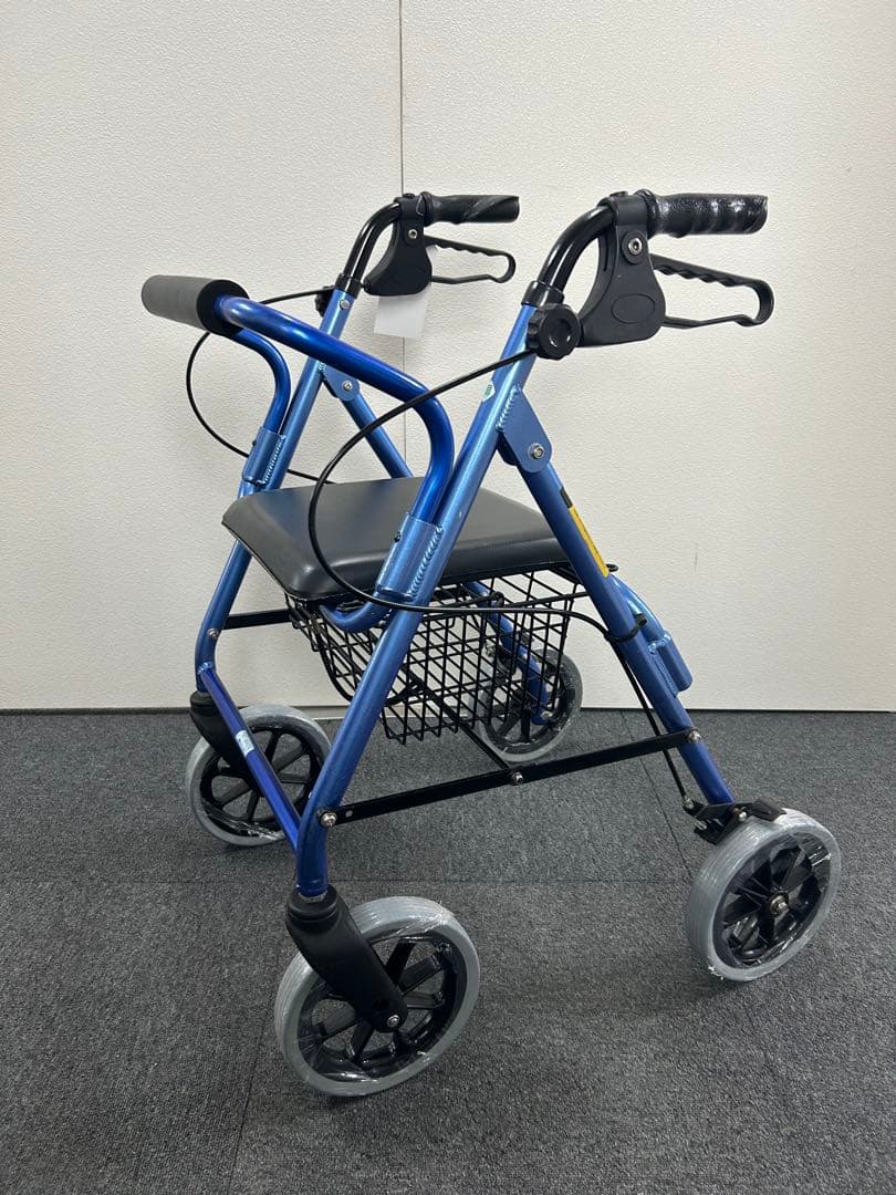 【美品】【送料込】竹虎　ハッピーⅡ　軽量歩行器　ブルーメタリック　かご付き