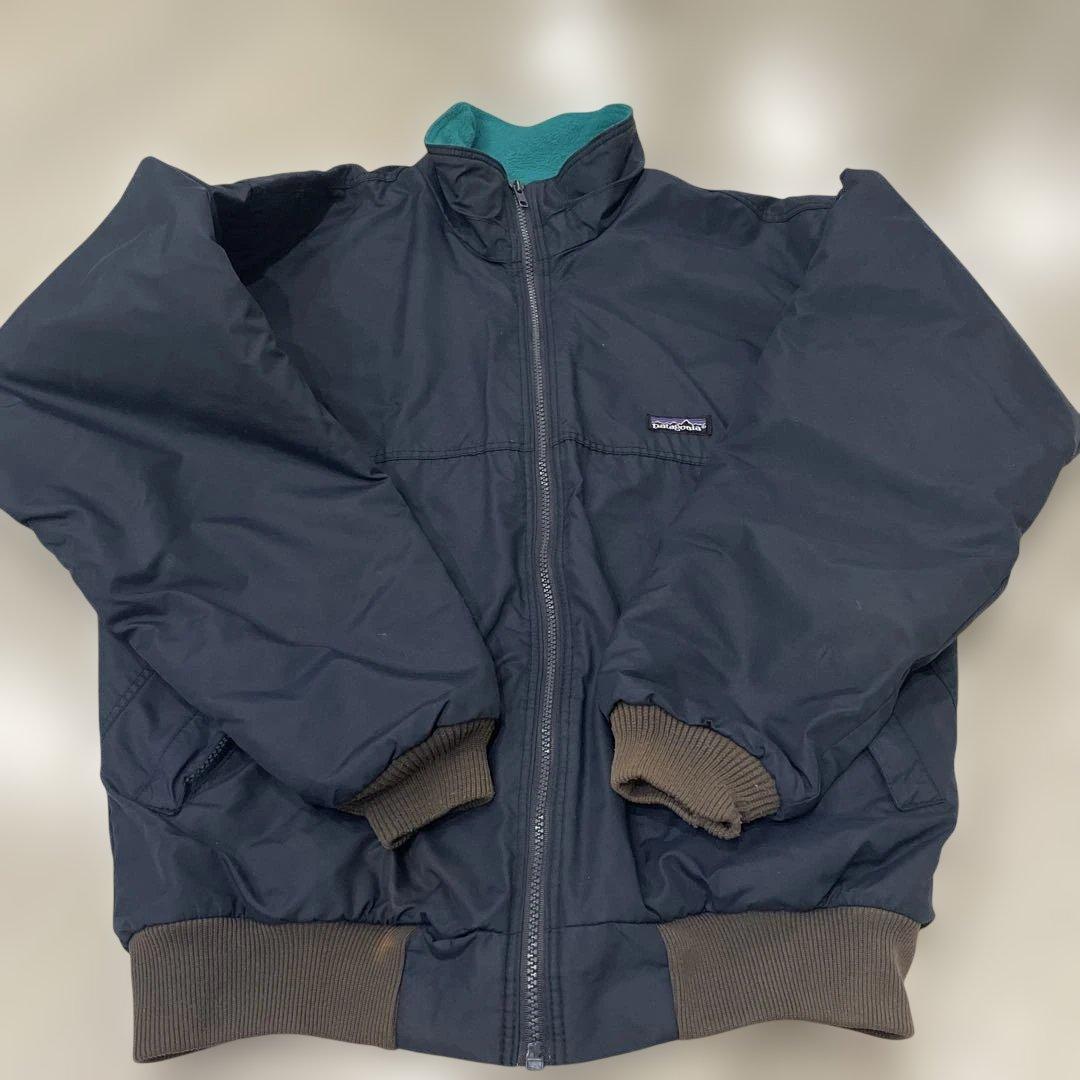 パタゴニア　シェルドシンチラ　USA製　ネイビー×エメラルド M patagonia - 80s パタゴニア シェルドシンチラジャケット ネイビー usa