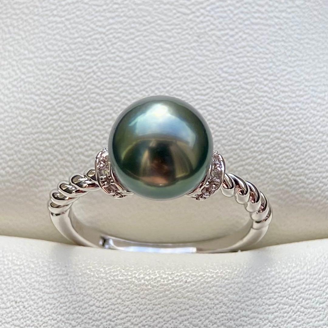 本真珠南洋黒蝶真珠 グリーン9.2㍉シンプルリングY1078 - メルカリ