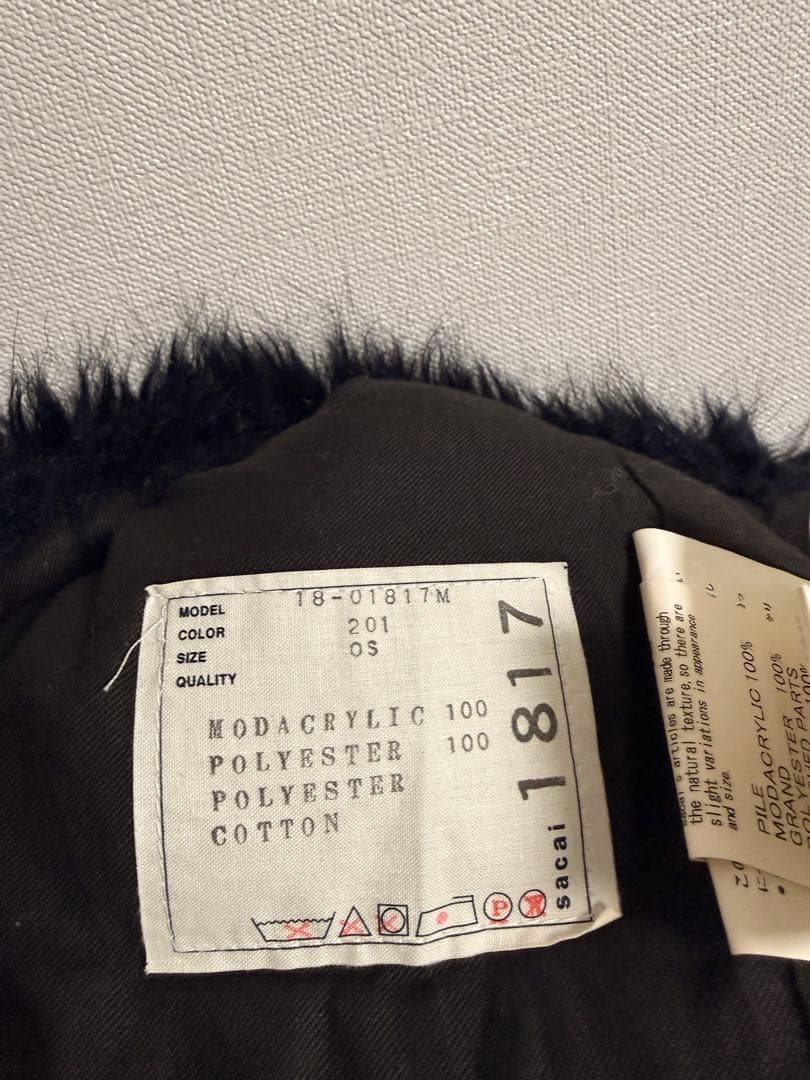 sacai ネイビー ファー付きネックウォーマー - メルカリ