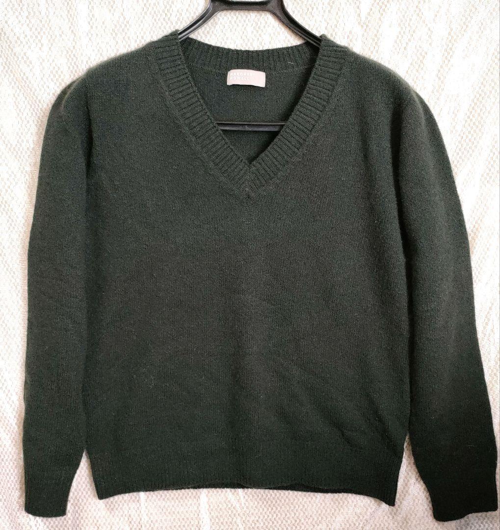 マーガレットハウエル カシミヤ混 Vネックニット ブラック サイズ2