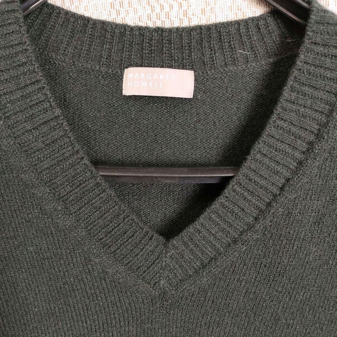 マーガレットハウエル カシミヤ混 Vネックニット ブラック サイズ2