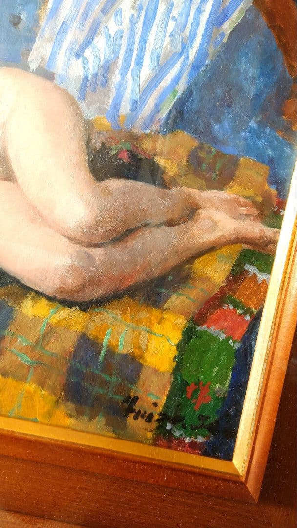 真作 『裸婦』 伊藤悌三 油彩6号 絵画 額装品 油絵 人物画 横臥裸婦