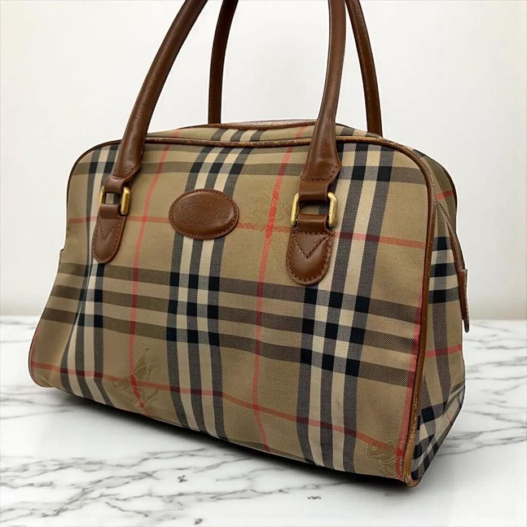 Burberrys ノバチェック ミニボストン レザー キャンバス バーバリーズ