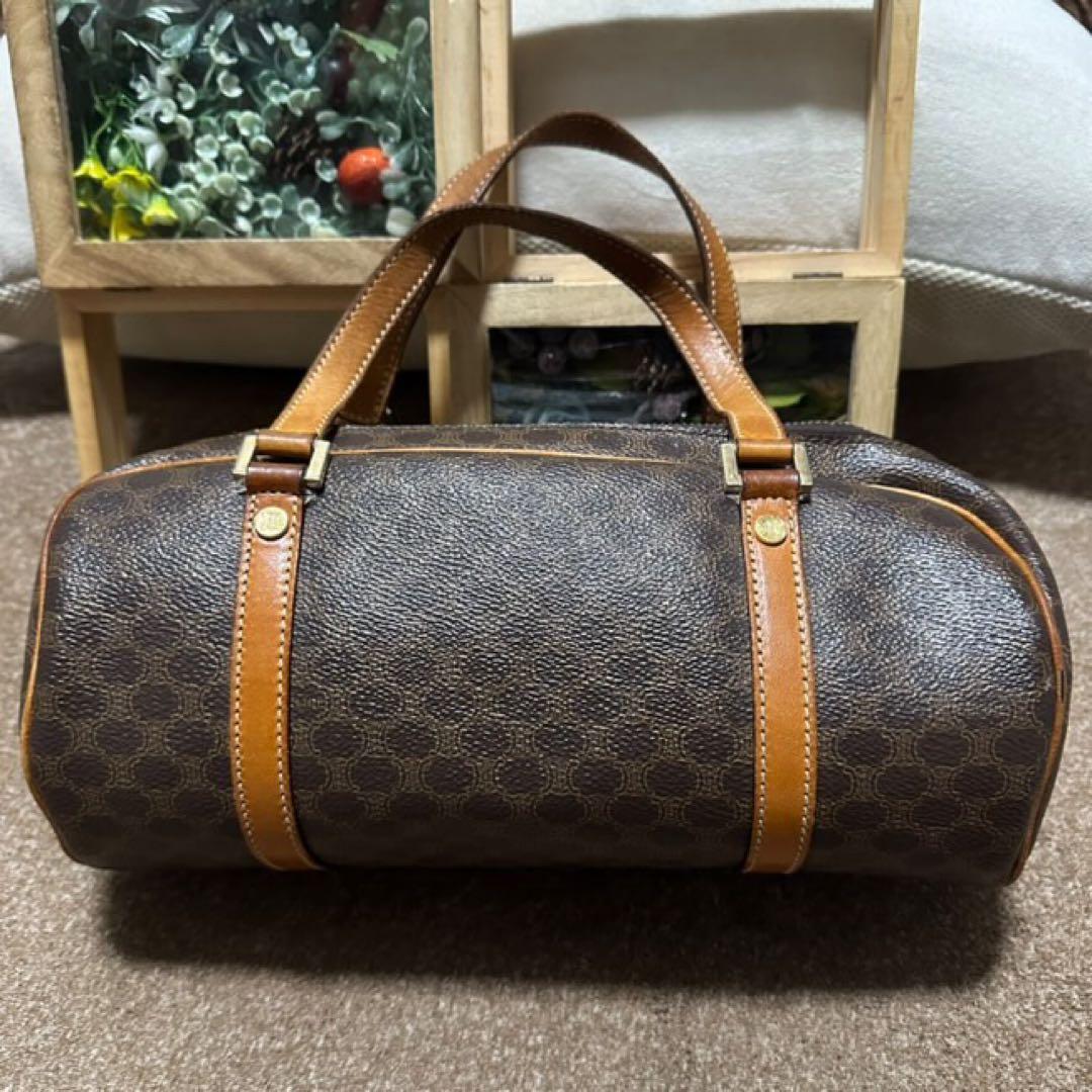 CELINE マカダム柄 ハンドバッグ ドラム型ミニボストンバッグ