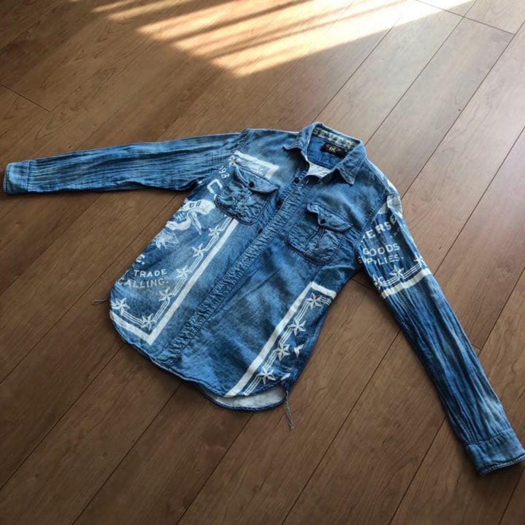 ダブルアールエル　インディゴ　ネイティブ　ガーゼ　シャツ　M