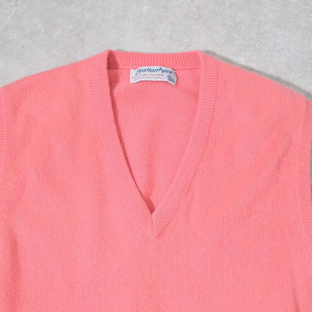 希少色 80s Ballantyne カシミヤ ニット ベスト 46 ピンク