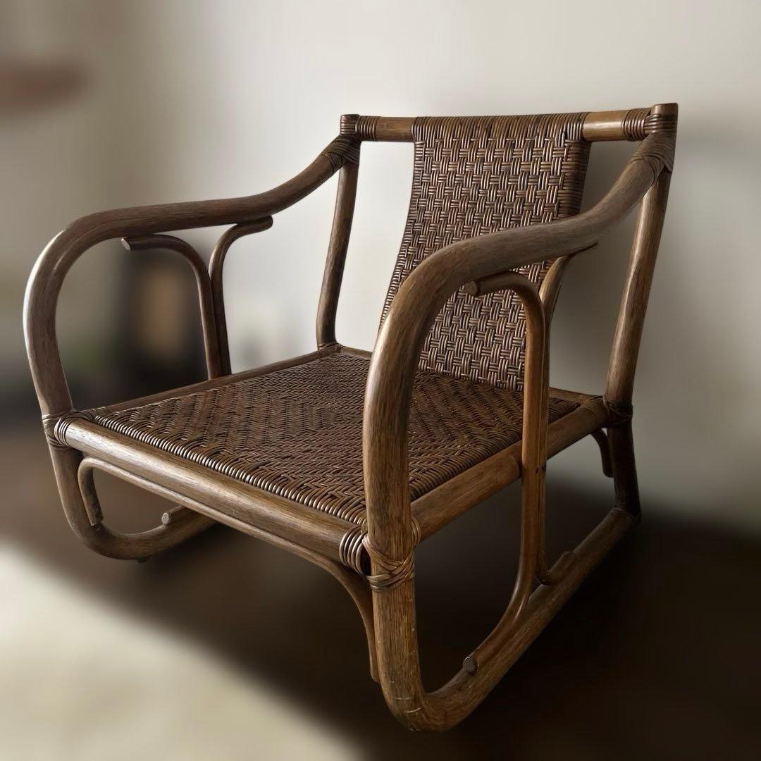 ラタンチェア1人掛け ヴィンテージ椅子 一脚 - メルカリ
