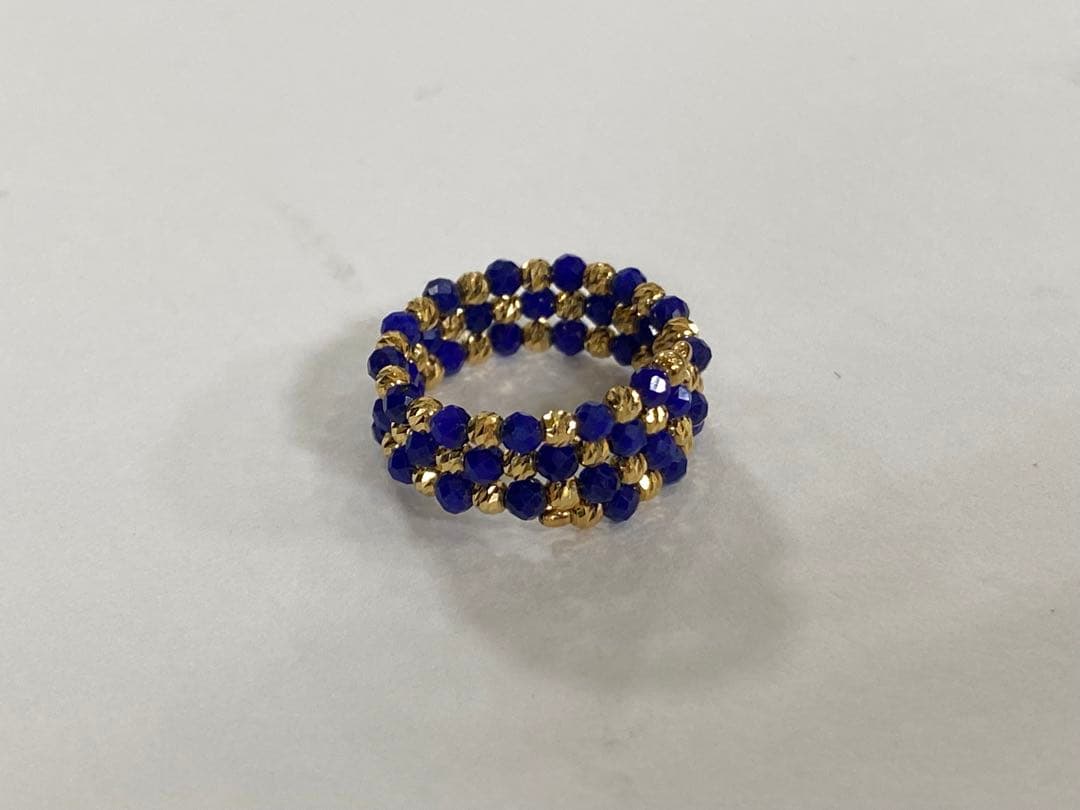 ラピスラズリ　k18YGリング　サイズ調節可能 約1.23g