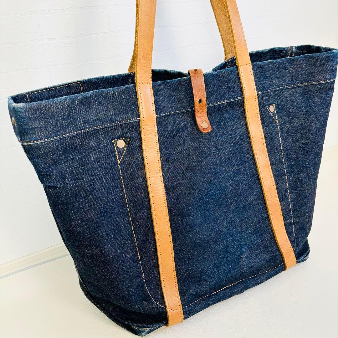 超希少】RRL ダブルアールエル トートバッグ デニム 大容量 レザー