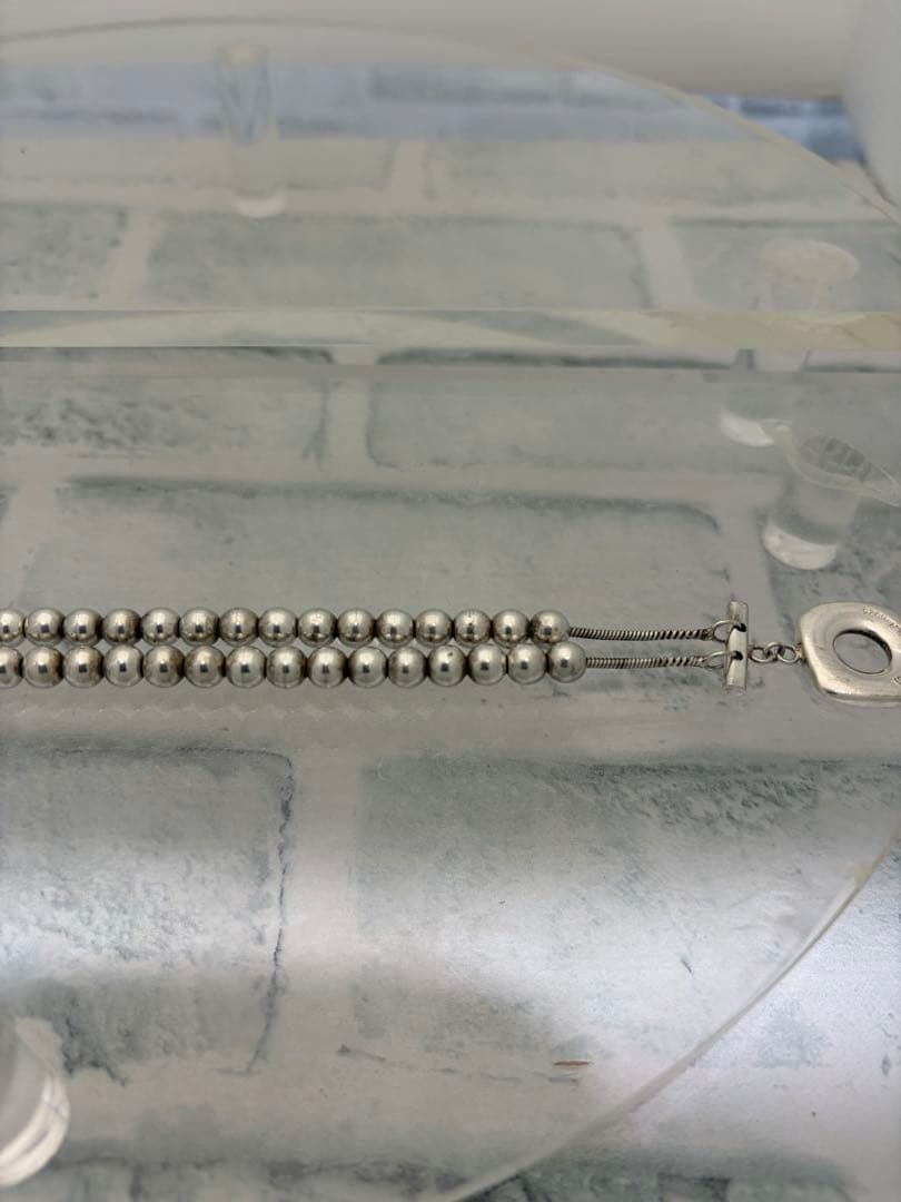 希少 オールドティファニー ヘビー Tバー 2連 ボールチェーン ブレス