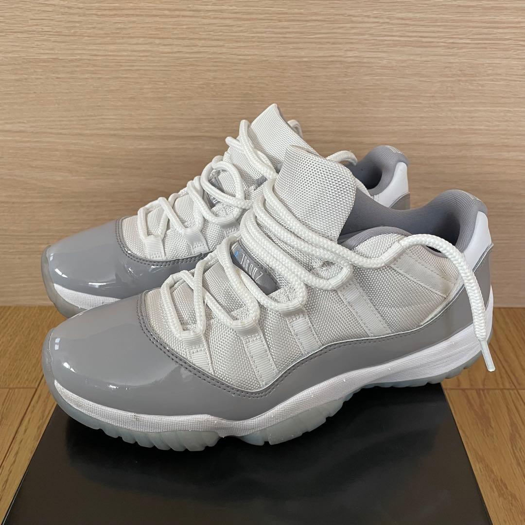 【美品】ナイキ エアジョーダン 11レトロ ロー　27cm 白　グレー 国内8月1日発売予定】 ナイキ エアジョーダン11 IE ロー レトロ