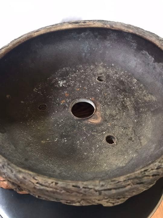 盆栽鉢 超希少時代松皮盆栽鉢手作りレア盆栽鉢植木鉢山野草鉢南蛮鉢