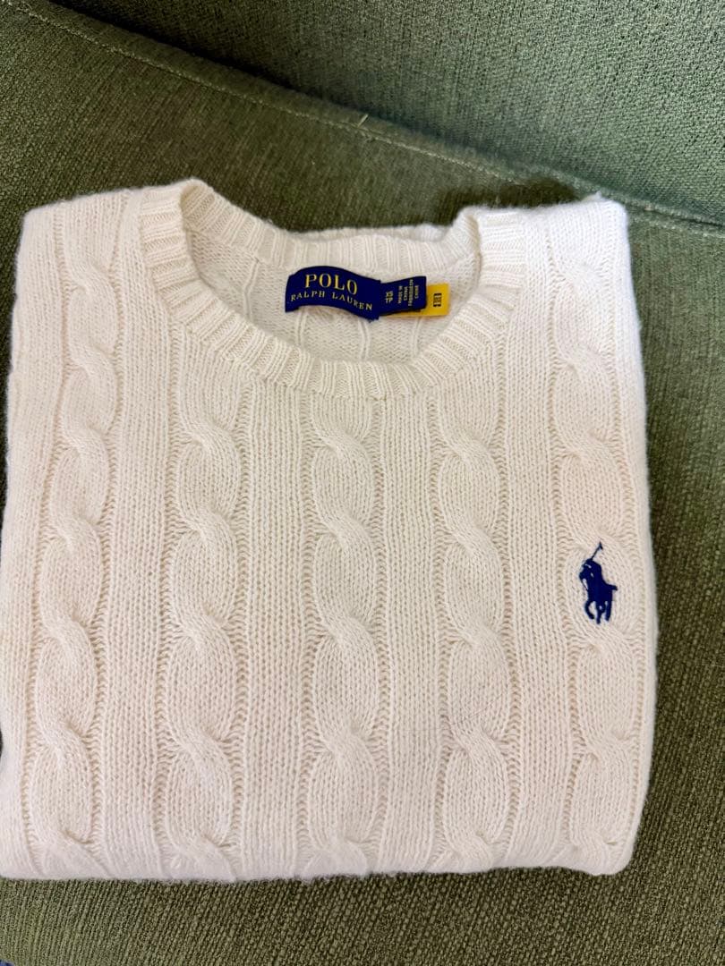 ポロラルフローレン ケーブルニット ウールカシミヤ セーターXSアイボリー