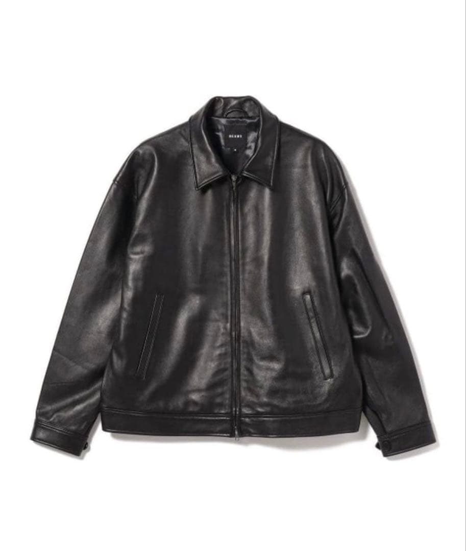 BEAMS ワイドフィット　レザージップブルゾン　Lサイズ