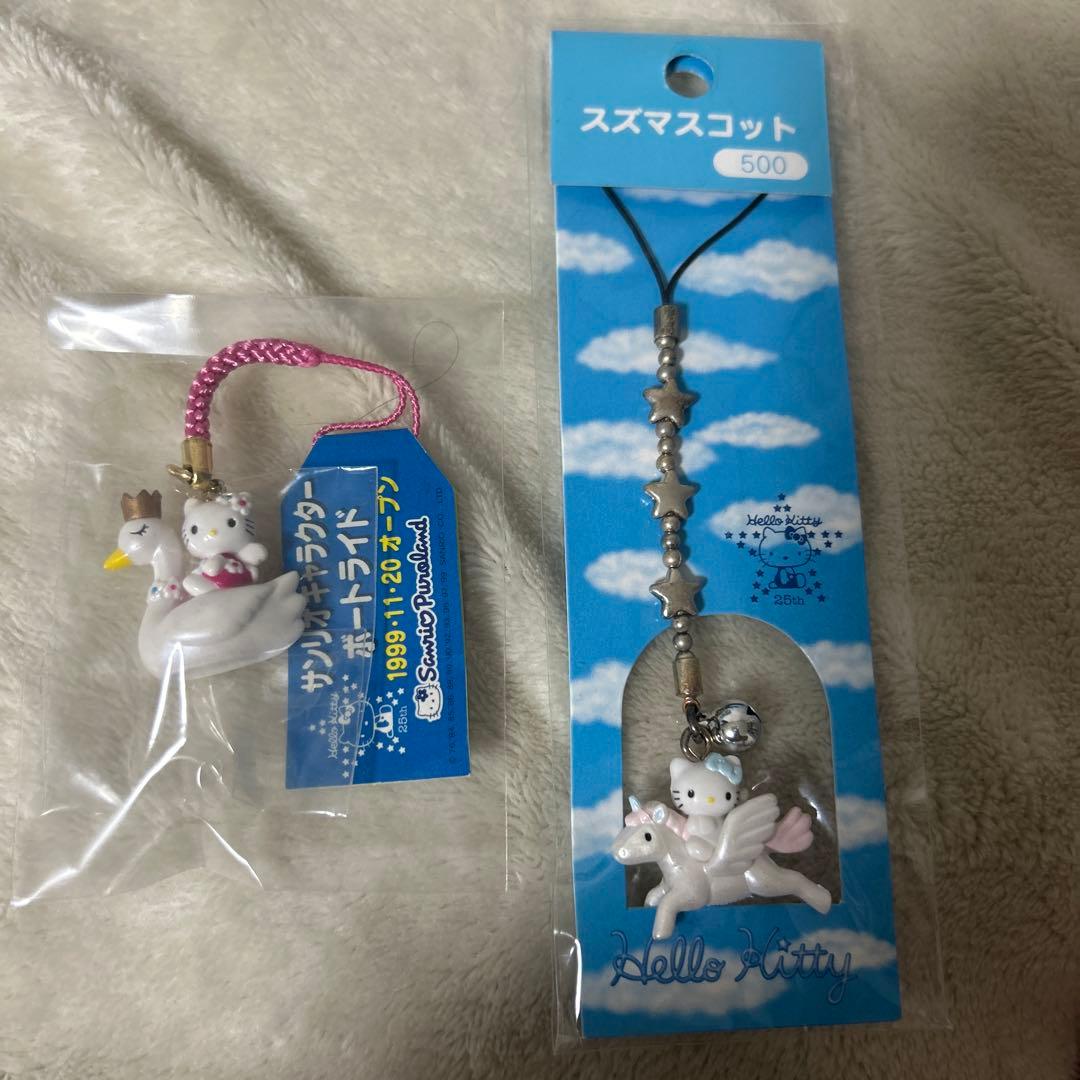 那須ハイランドパーク限定 幸福の四葉のクローバー キティ 根付 ストラップ