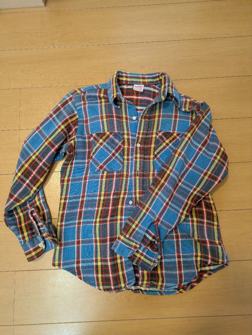 70s BIGMACビッグマック ヘビネル　フランネルシャツ 好配色　単色タグ