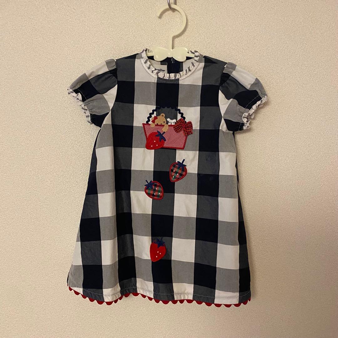 familiar チェック柄ワンピース 80