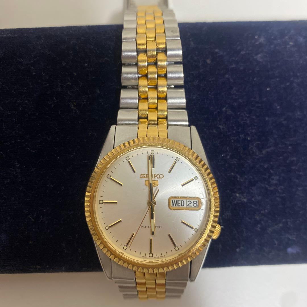 希少‼️メンズ腕時計　自動巻き　SEIKO5 デイトジャスト　裏釜スケルトン　夜光