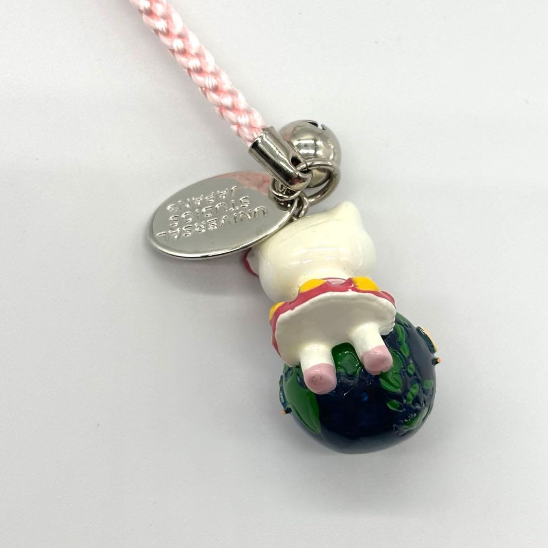 新品】ハローキティ ユニバ USJ ストラップ 根付け 地球儀 ピンク